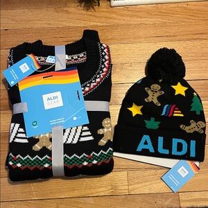 Aldi Gear Christmas Sweater and Beanie Hat set